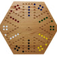 Cauff Solid Oak Double Sided Marble Board Game - 20 Inch, Hand Painted, Brown Wood