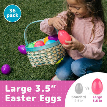 Prextex 3.5    Unfilled Easter Eggs Empty, 36 Pcs - Empty Plastic Eggs Fillable With Candy, Presents For Toy Basket - Easter Dec