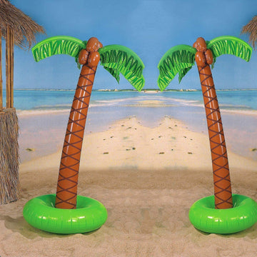 The Dreidel Company Inflatable Palm Tree Luau Decorations, Large 5.5 Ft, Tiki Pool Parties, Beach Party, Birthday Event, Outdoor Swimming, 66' Tall (2-Pack)