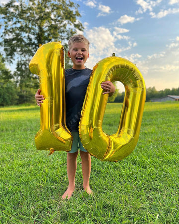 10 Balloon Number, Gold Number 10Th Birthday Balloons 40 Inch, 10 Years Old Gold Birthday Decorations For Boys Girls, 10Th Anniv