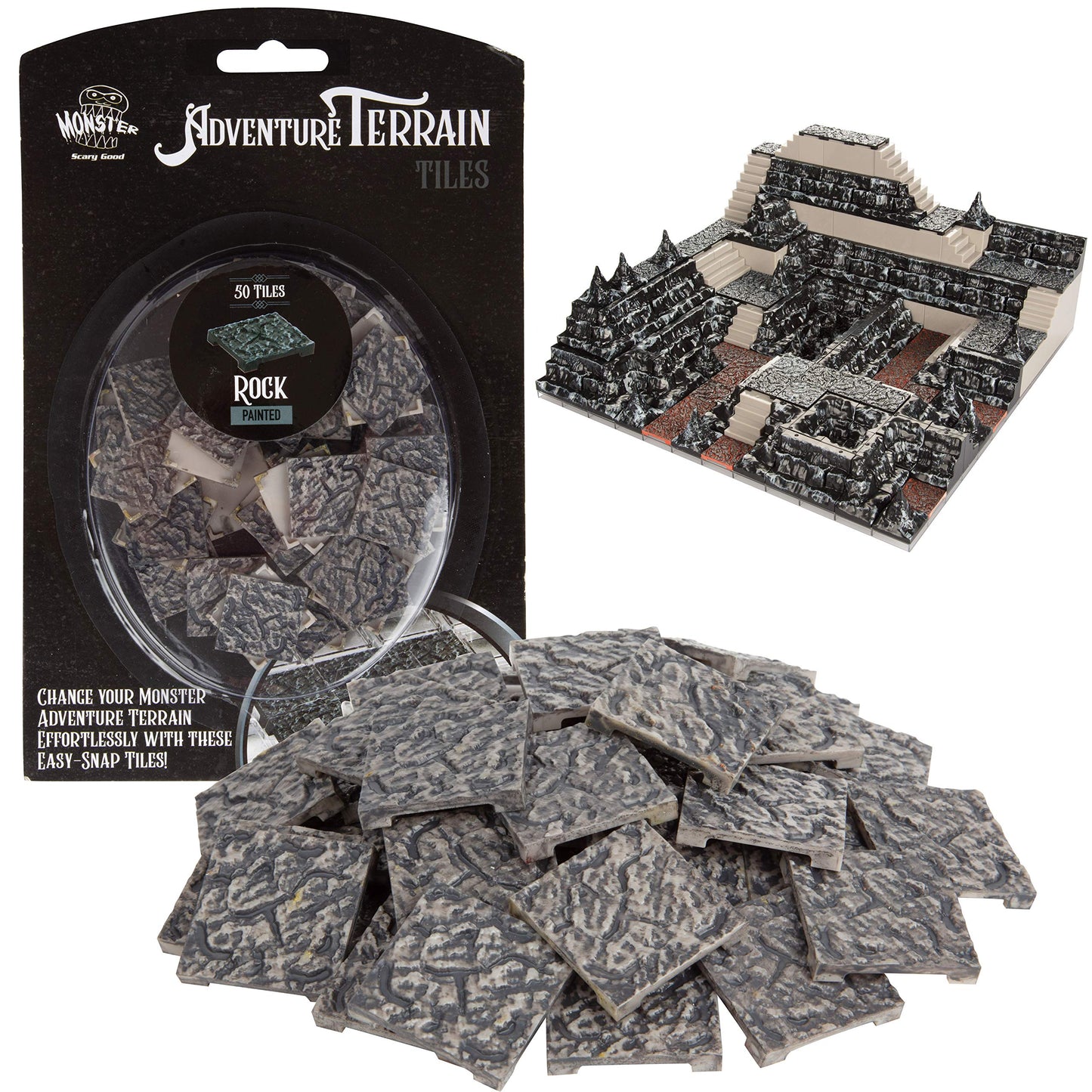 Monster Protectors Adventure Terrain- 50 Piece Rock Tile Expansion Pack- Hand-Painted ¬ Tile Set- Amazing Tabletop Terrain In Minute- Customize Your D&D And Pathfinder Dungeons