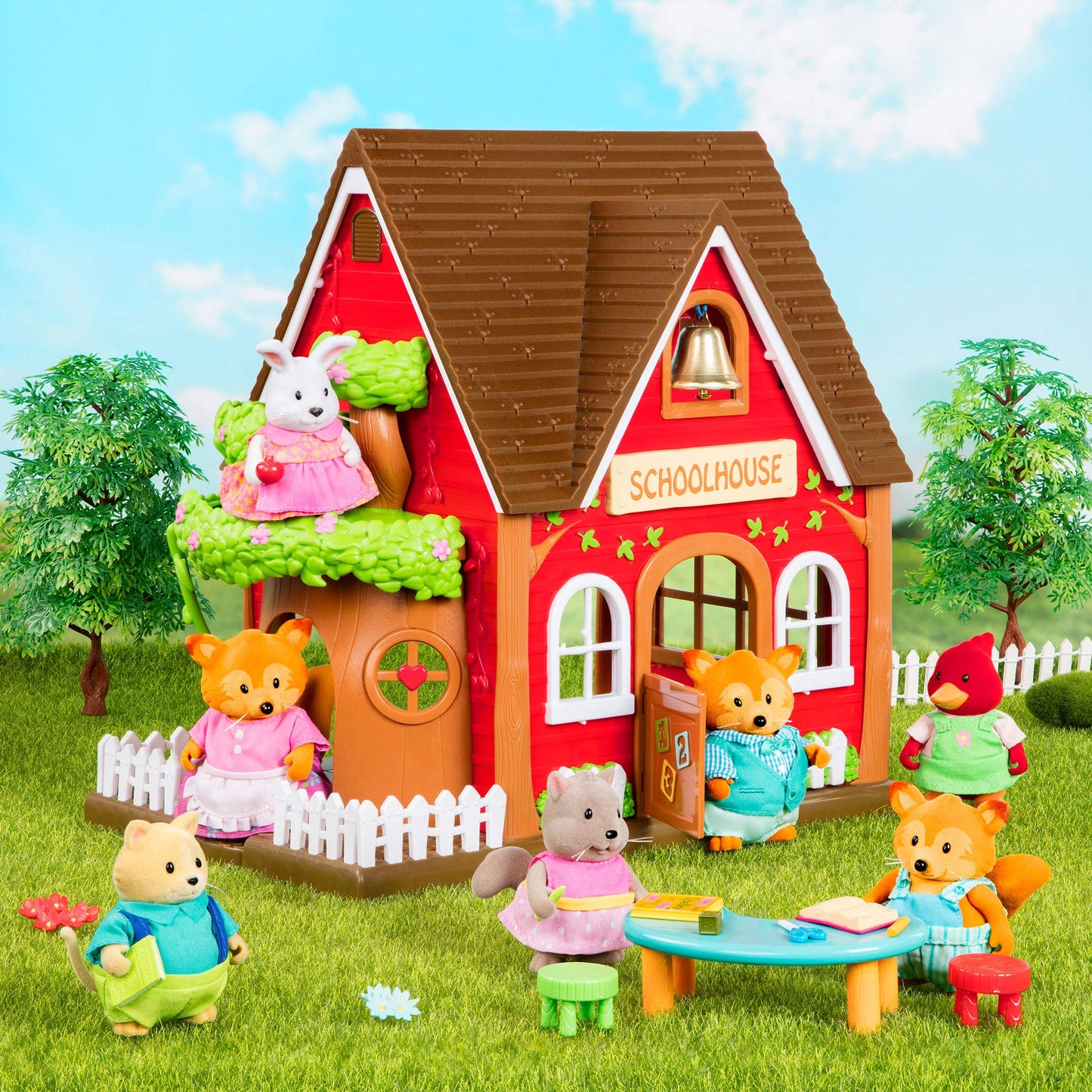 Lil Woodzeez Fox Family Set - Tippytail Foxes with Storybook - 5 Pieces Toy Set with Miniature Animal Figurines - Family Toys a