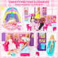 Style Shine Doll House Portable & Foldable Dollhouse W/ 60+ Pcs & 2 Dolls, Play House Toy With Bedroom Kitchen Pet House Camping
