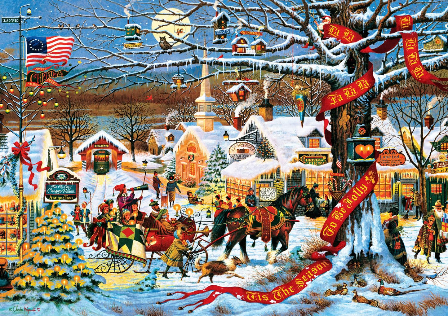Buffalo Games 300 Piece Jigsaw Puzzle - Small Town Christmas - Multicolor - Challenging Fun for Adults - Model 22624 - 21.25 x 15.00