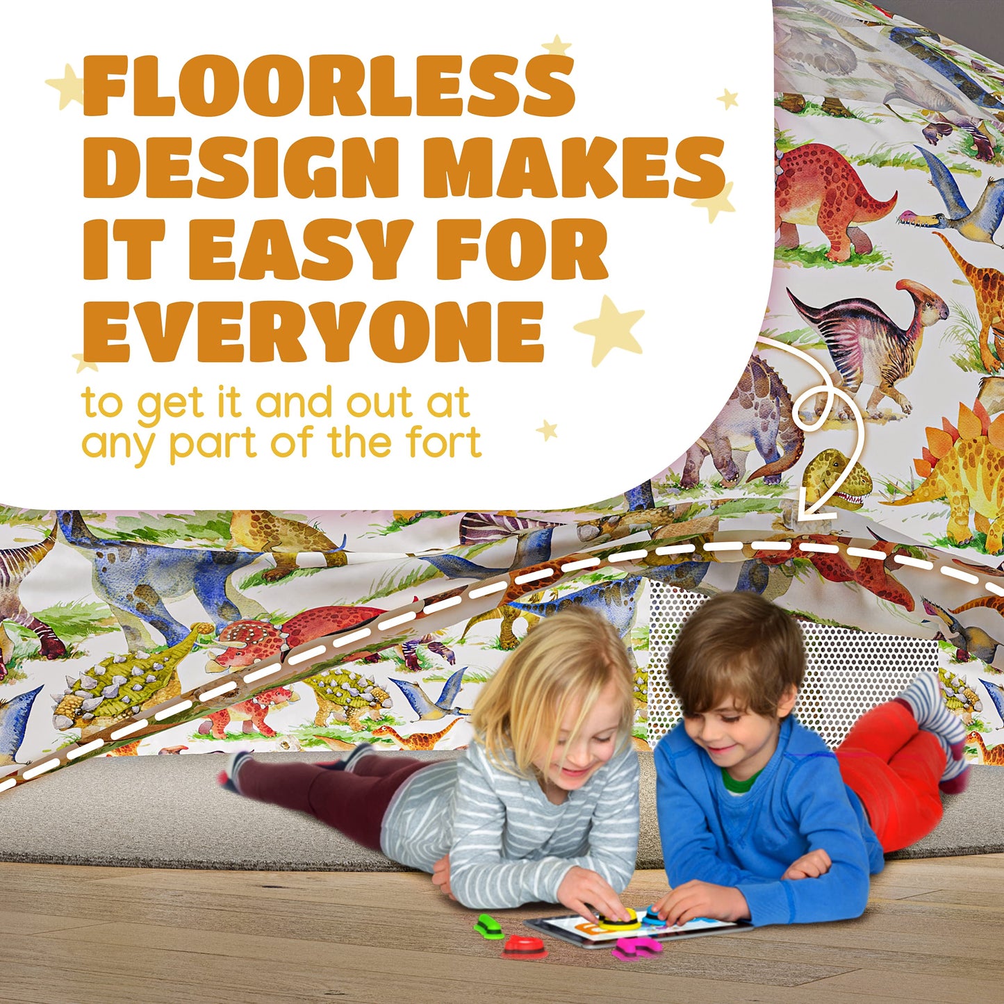 Skywin Air Tent Fort Dinosaur Playhouse for Kids (Dino) - Classic Inflatable Kids Fort Sets Up and Stores Away in Seconds, 77 x