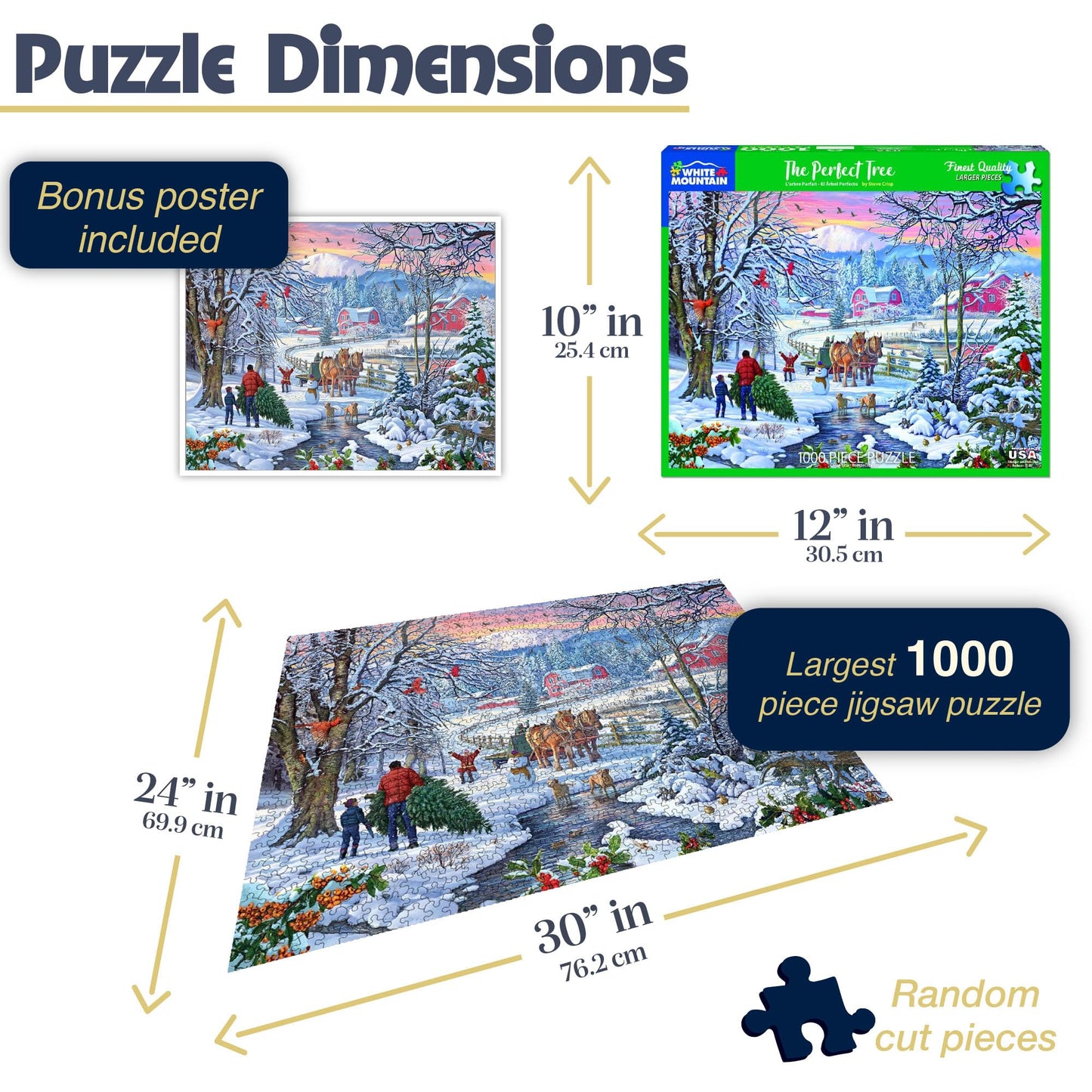 White Mountain The Perfect Tree Winter Puzzles 1000 Pieces Theme Jigsaw Puzzle for mature-themeds and Family
