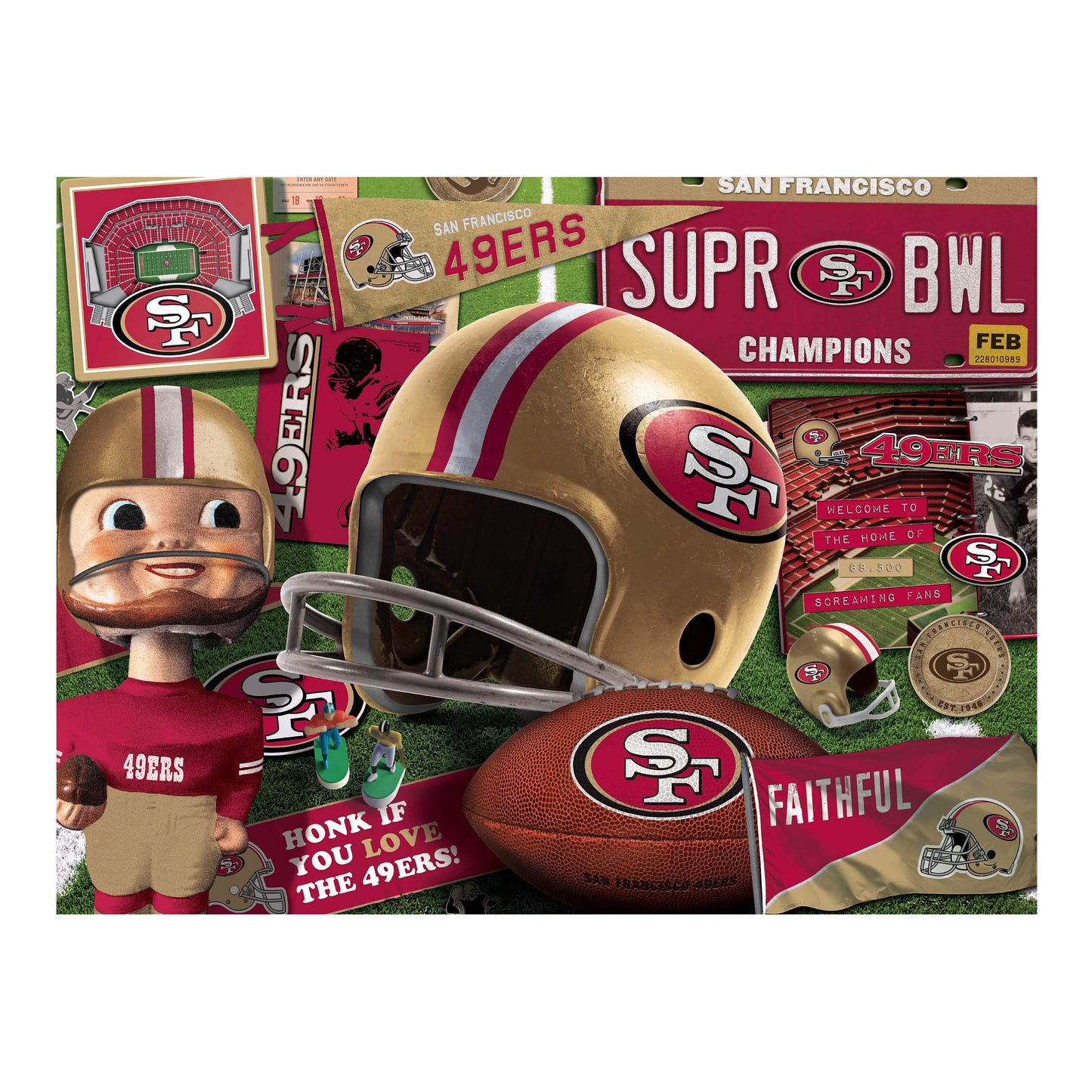 Youthefan Nfl San Francisco 49Ers Retro Series Puzzle - 500 Pieces, Team Colors, Large