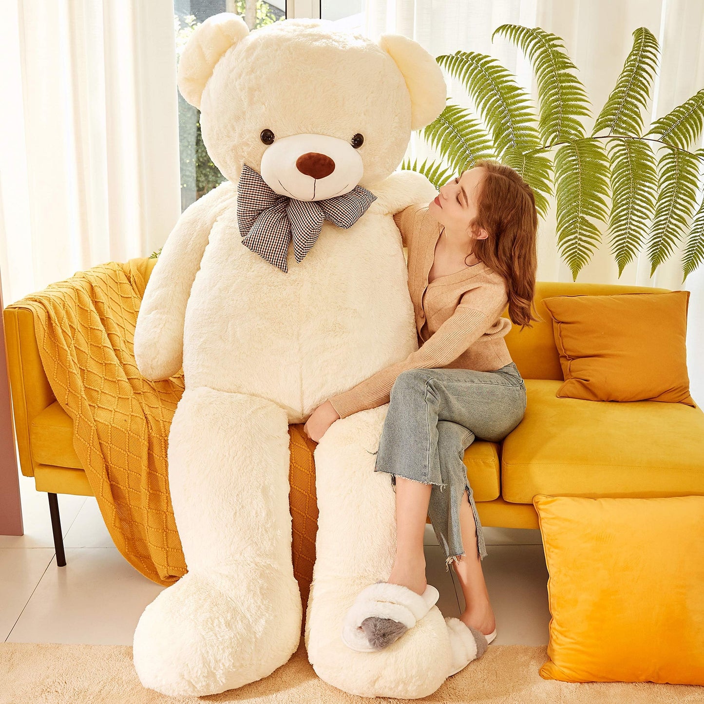 Ikasa Giant Teddy Bear Plush Toy Stuffed Animals (White, 70 Inches)