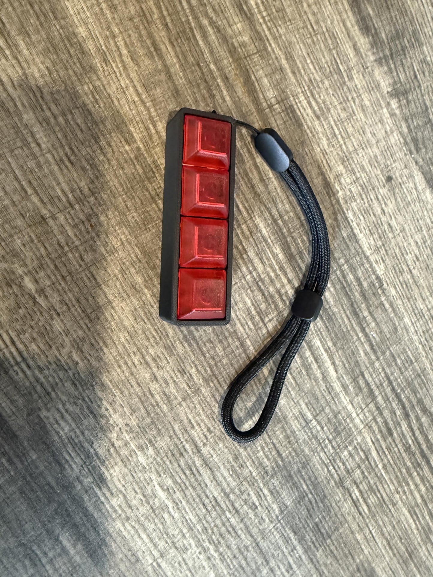 Four-Button Clicky Mechanical Switch Fidget Toy | Stim Toy, Stress Relief, Adhd (Black Base, Transparent Red Keycaps)