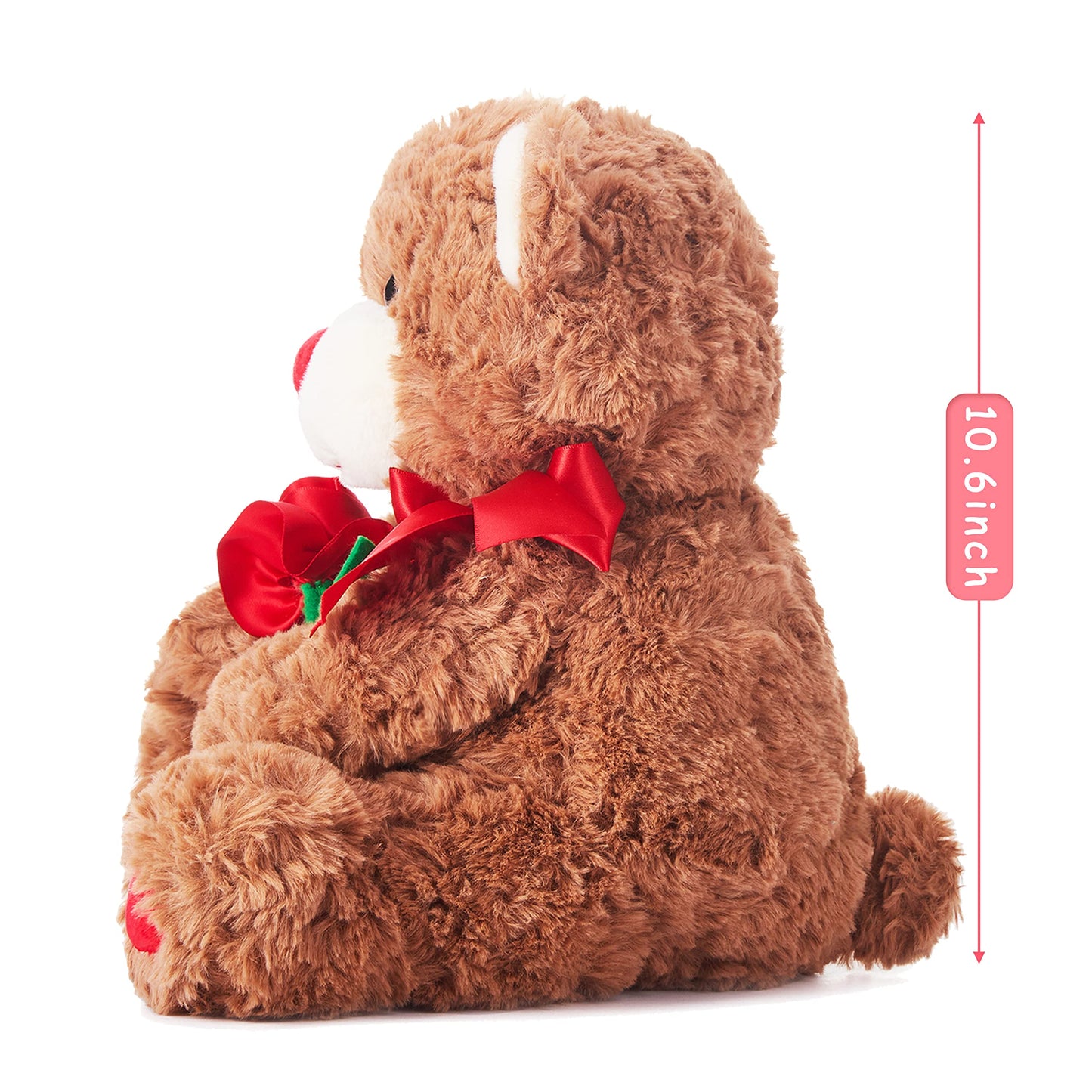 Ikasa Bear Stuffed Animal Love Plush Toy With Bow For Valentine Day,Cute 10.6'' Soft Plushie Small Toy,Valentines Day Gifts For