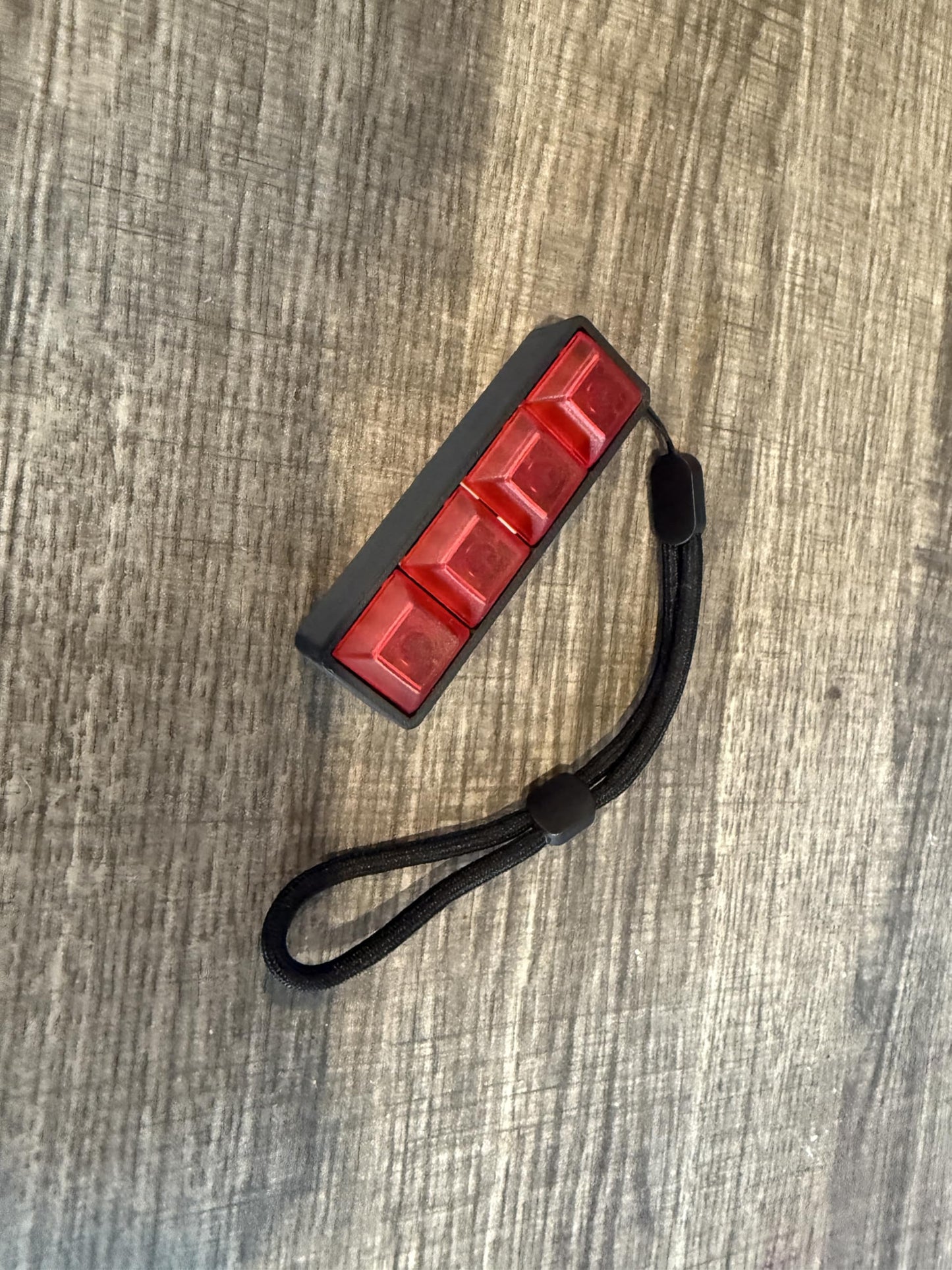 Four-Button Clicky Mechanical Switch Fidget Toy | Stim Toy, Stress Relief, Adhd (Black Base, Transparent Red Keycaps)