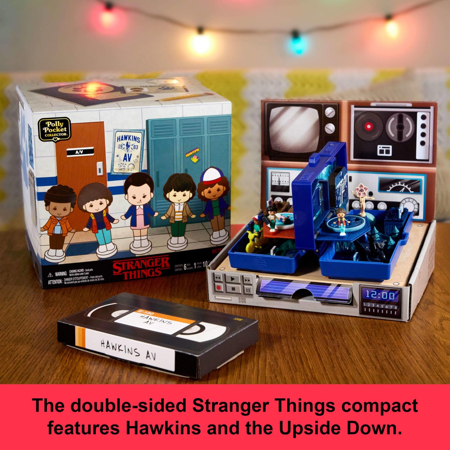 Polly Pocket Collector Playset, Stranger Things Compact With 6 Special Edition Character Dolls And 10 Accessories