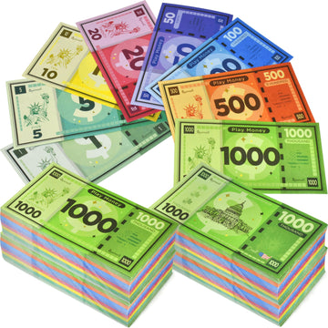 Queensell Play Money Suitable For Monopoly Board Game – 480 Pcs Of 60 Each Bill Denomination – Double Sides Printing Paper Money For Pretend Play Cashier - 480 Pcs