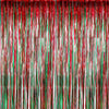 Sumind 6 Pack Foil Fringe Curtains Christmas Red Green Backdrop Curtains Party Decoration Tinsel Streamers Metallic Curtains Chr