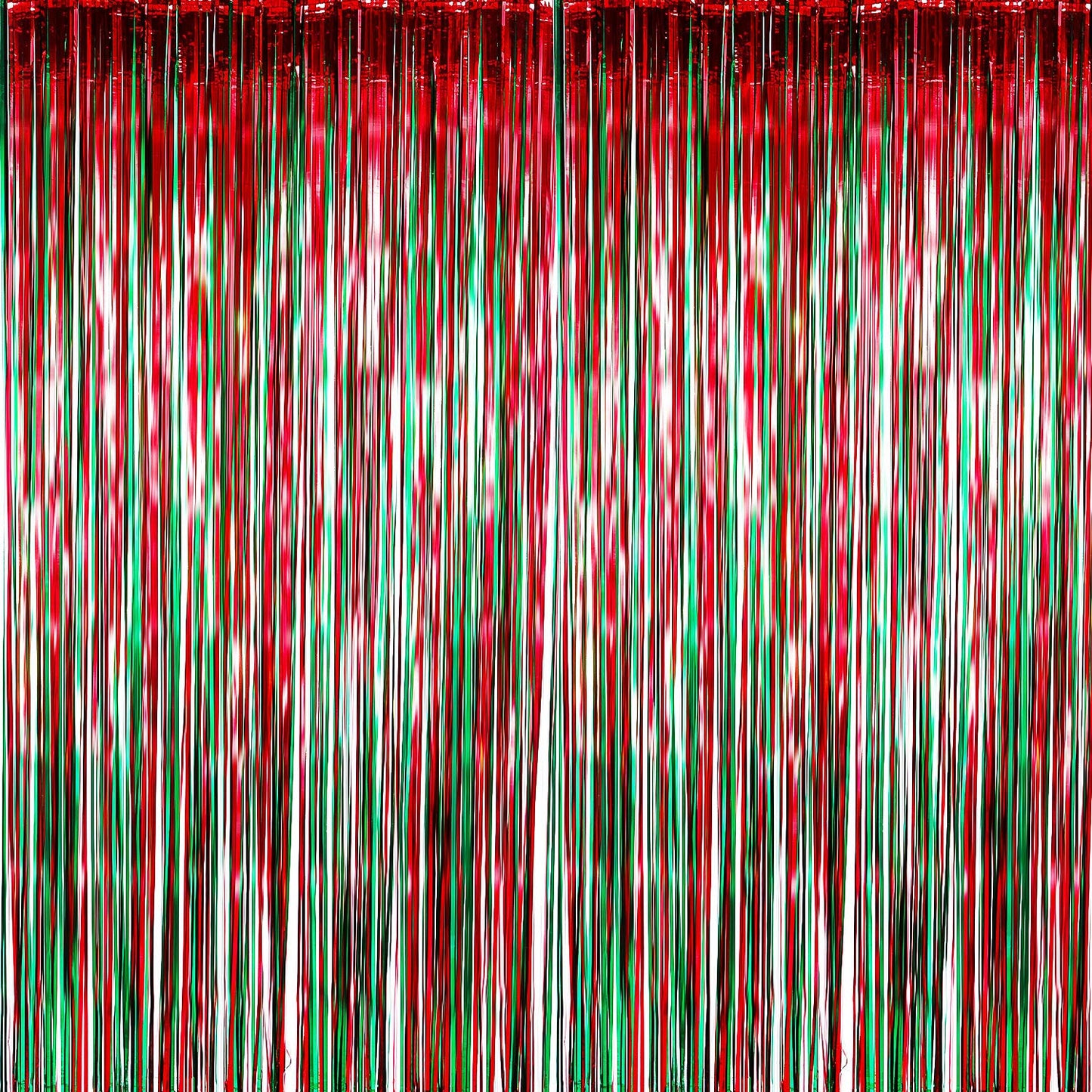 Sumind 6 Pack Foil Fringe Curtains Christmas Red Green Backdrop Curtains Party Decoration Tinsel Streamers Metallic Curtains Chr