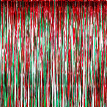 Sumind 6 Pack Foil Fringe Curtains Christmas Red Green Backdrop Curtains Party Decoration Tinsel Streamers Metallic Curtains Chr