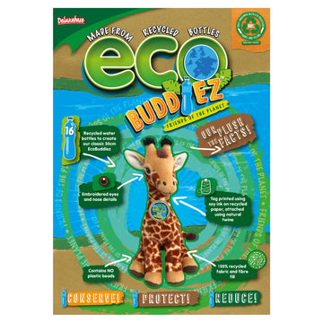 Ecobuddiez - Giraffe From Deluxebase. 9-Inch Sustainable Plush Animal From Recycled Materials, Eco-Friendly Soft Stuffed Toy, Ch