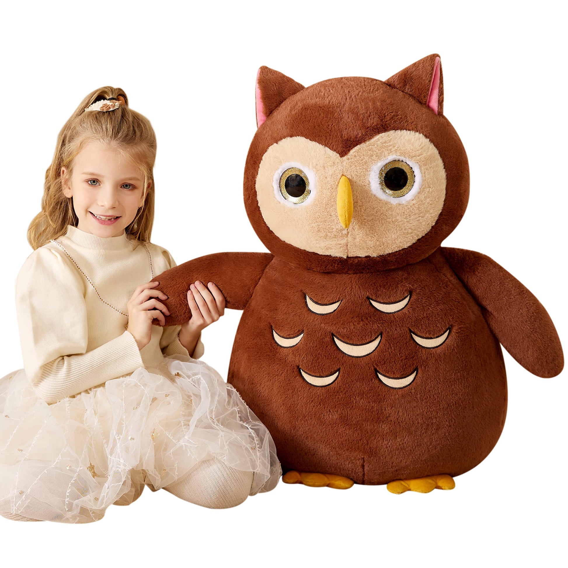 Earthsound Giant Owl Stuffed Animal Plush Toy,Large Owl Jumbo Cute Soft Toys,Big Size Huge Fluffy Plushy Oversized Fat Plushie,G