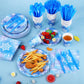 Durony 350 Pcs Frozen Birthday Party Supplies Winter Snowflake Frozen Plates Napkins Cups Plastic Cutlery Frozen Party Disposabl
