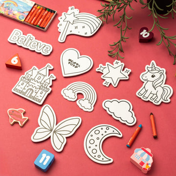 Nesta Toys Diy Unicorn Fridge Magnet Kit | Mess-Free Craft | Paint Unicorn, Rainbow, Castle & More | 10 Designs With Believe W