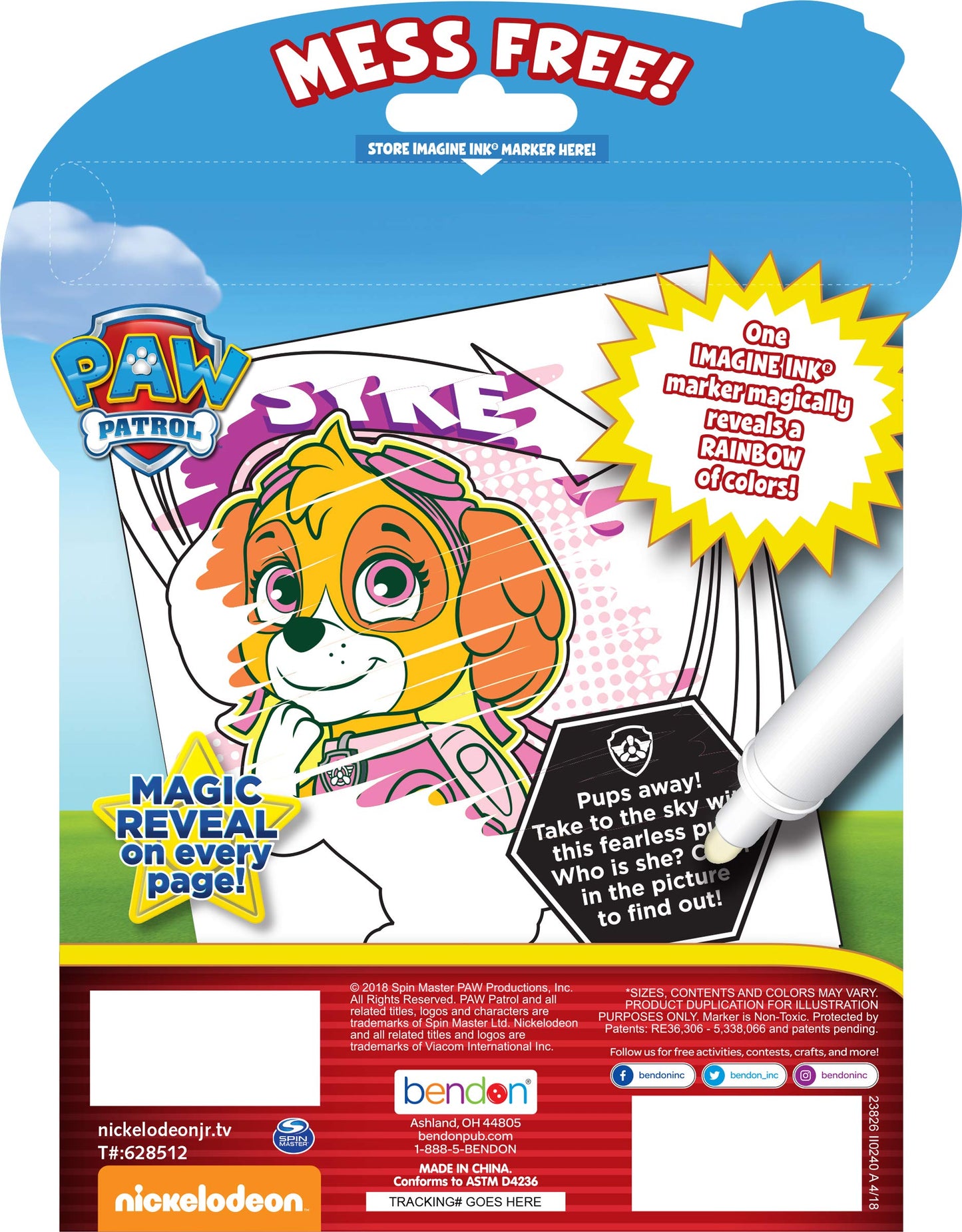 Nickelodeon PAW Patrol 20-Page Imagine Ink Coloring Book with 1 Mess Free Marker Bendon 38709
