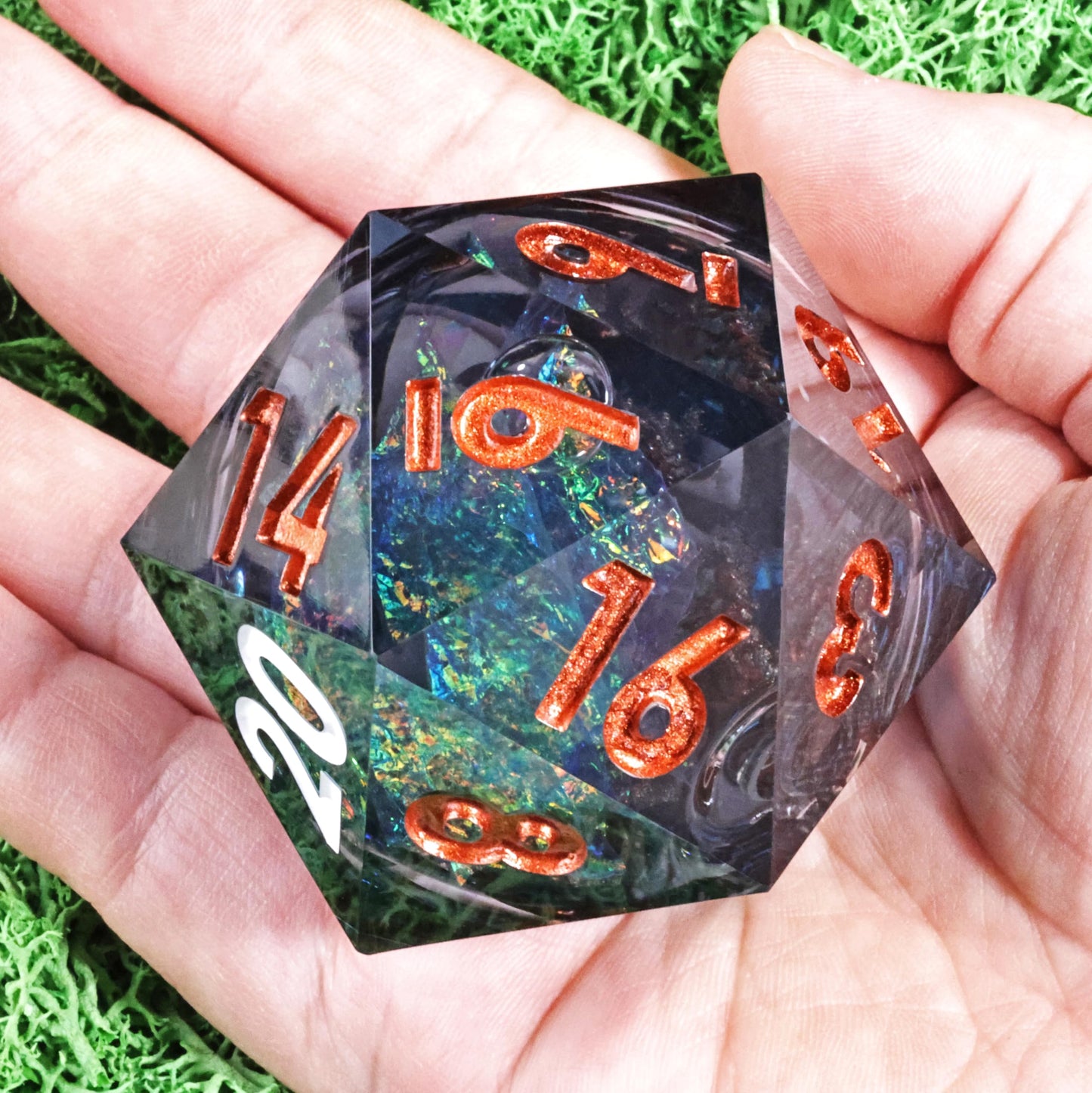 Mini Planet 50mm Chonk D20 Resin Liquid Core D&D Role Playing Games and Tabletop Games DND Polyhedral Dice Dark