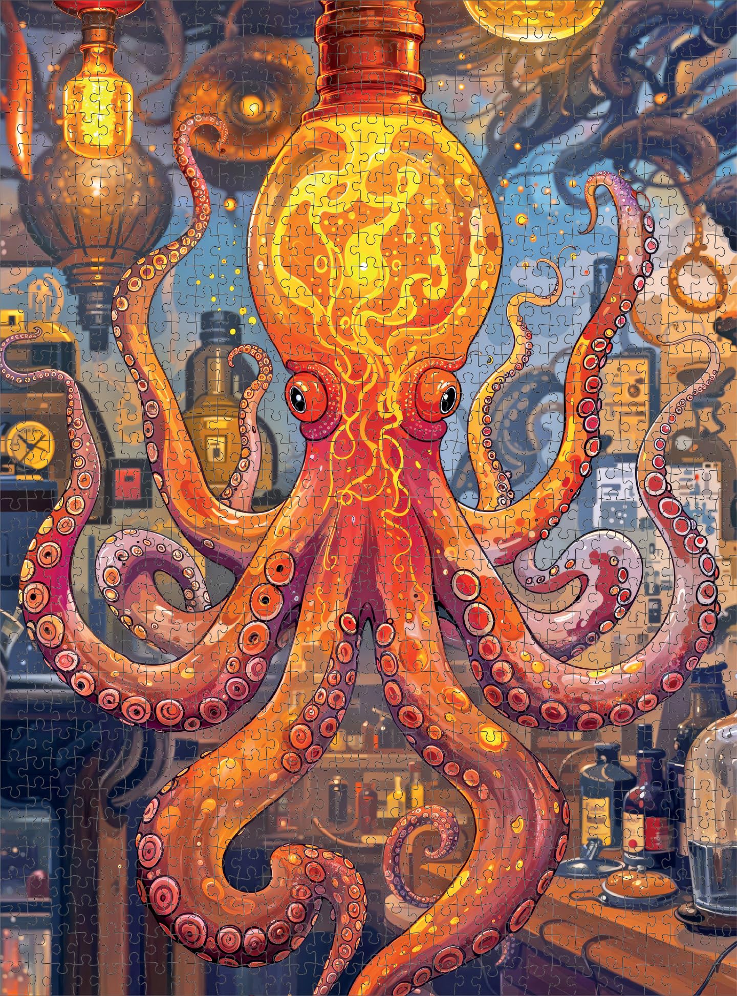 Cross & Glory 1000 Piece Jigsaw Puzzle - Octopus Alchemy, Large Size 20x27 Inches, Satin Finish, Science & Ocean Life Theme
