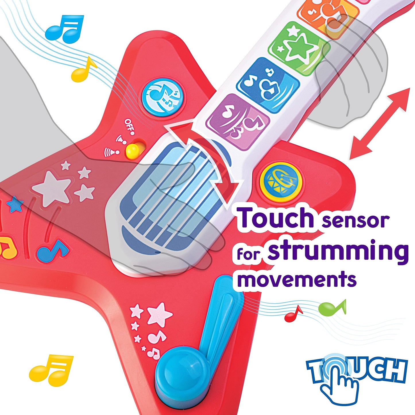 Hap-P-Kid Magic Touch Guitar, Toddler Light Up Music Toy With Volume Control, Infant Touch Sensor Musical Instrument, 3 Modes Of