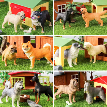 Eoivsh 12Pcs Realistic Dog Figurines Toy, Plastic Puppy Figures Set, Dogs Figures Cake Toppers Birthday Gift For Kids Toddlers