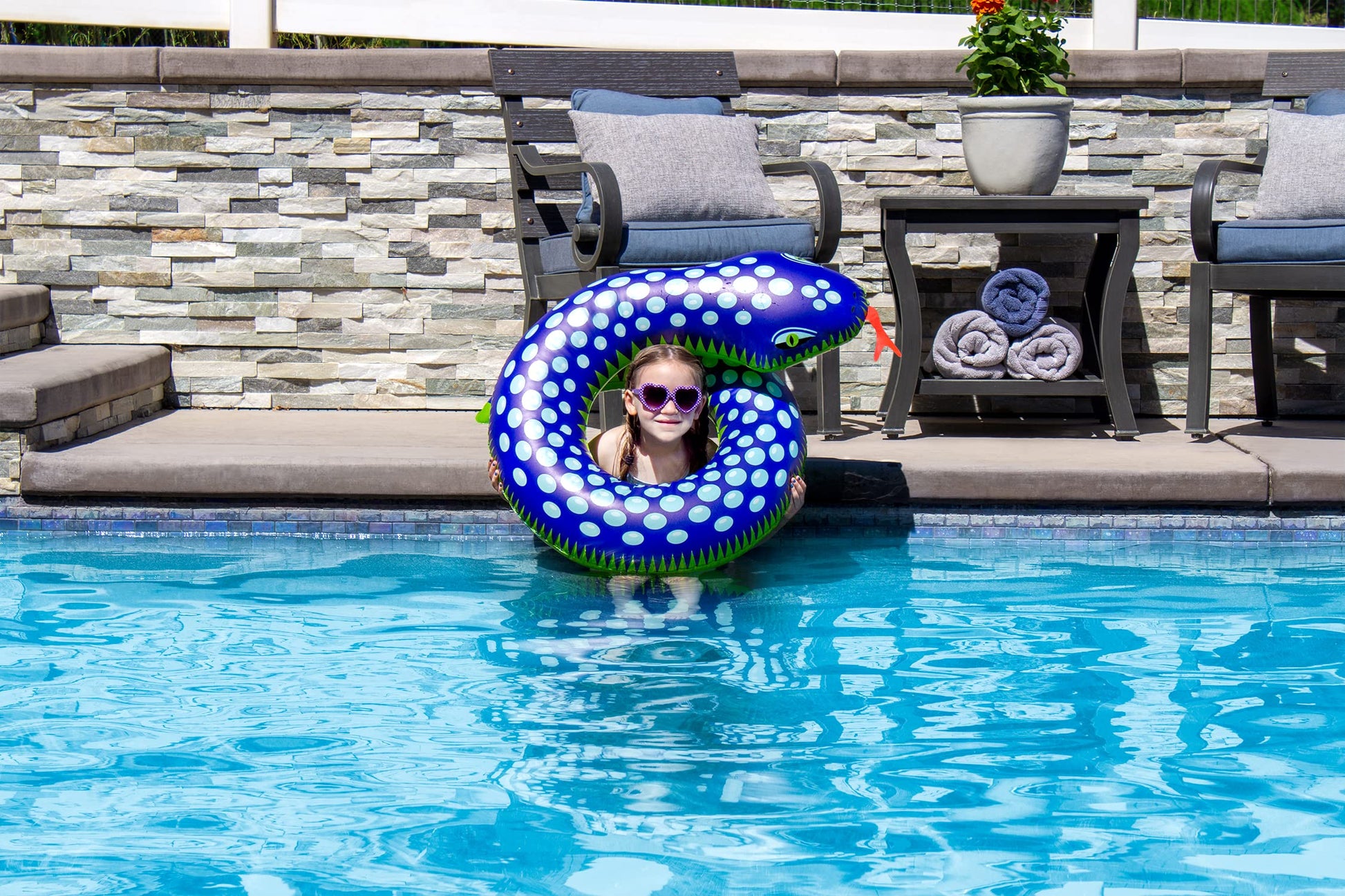Poolmaster Swimming Pool Float Split Pool Ring, Snake, Green