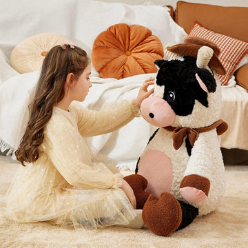 Ikasa Giant Cow Stuffed Animal Plush Toy,30 Inches Large Big Jumbo Soft Toys, Huge Size Cute Fluffy Plushy Fat Oversized Plushie