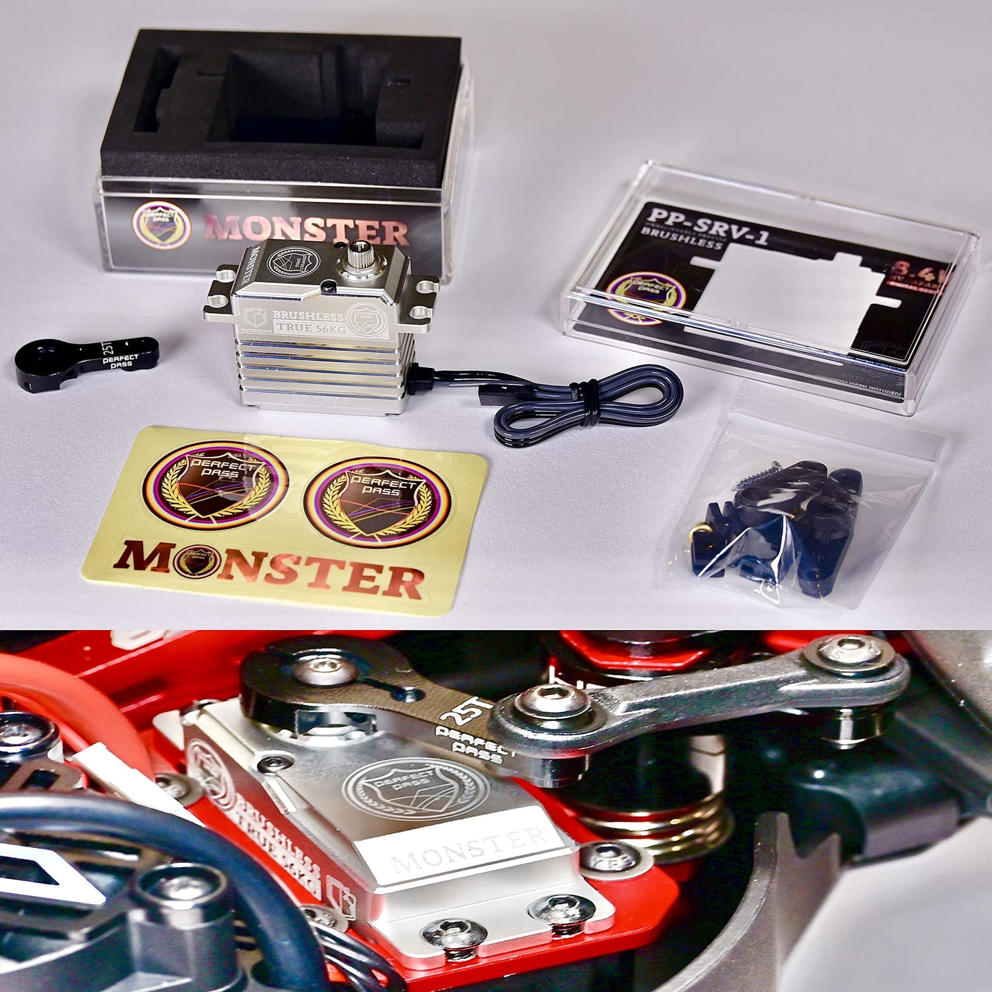 Perfect Pass Monster 56Kg Waterproof Brushless High Torque Hv Ultra Fast Digital Servo Full Metal Gears For Rc Car Extremely Pre