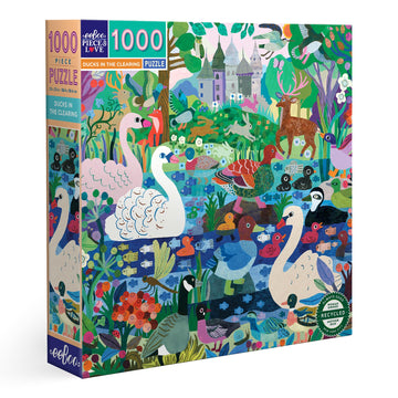 Eeboo Piece & Love: Ducks In The Clearing - 1000 Piece Puzzle - Adult Square Jigsaw, 23X23, Includes Image Reference Insert, Pie