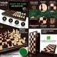 Magnetic Wooden Chess Set, 15 Inches Chess Set Board Games, Foldable Chess Board Game, Handmade Portable Travel Chess Game, Ches