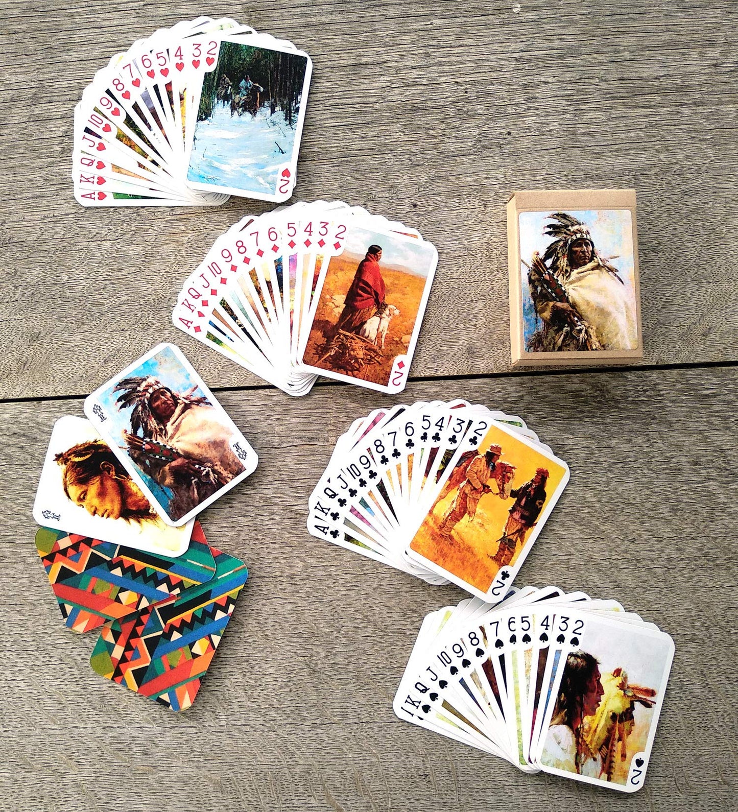 Flonzgift Indians Playing Cards (Poker Deck 54 Cards All Different) Vintage Retro Indians Wild West Native American