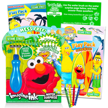 Elmo Sesame Street Paint With Water Super Set for Girls Kids Bundle ~ Deluxe Mess-Free Book with Water Surprise Brush, Mini Colo