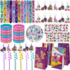 Joyvorite 134 Pcs Roller Skate Party Favors Set with Straws Keychains Slap Bracelet Tattoo Roller Skate Stickers Wristbands Good