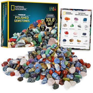 National Geographic Premium Polished Stones - 10 Pounds Of 3/4-Inch Tumbled Stones And Crystals Bulk, Arts And Crafts, Rock And Mineral Kit, Rocks For Kids, Stem Toys