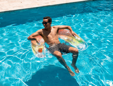 Poolcandy Sun Chair Water Raft, Multiple Chair Styles (Rainbow Haze + Glitter Sun Chair Pool Float)