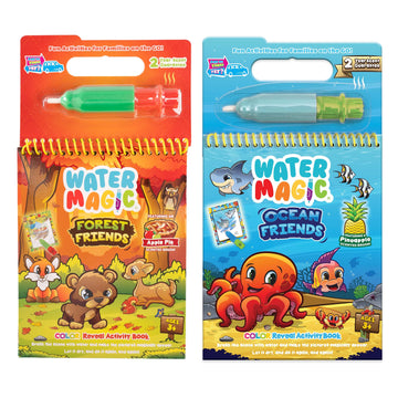 Scentco Water Magic - Scented Reusable Water Reveal Activity Books - No Mess, All Fun (Forest Friends And Ocean Friends)