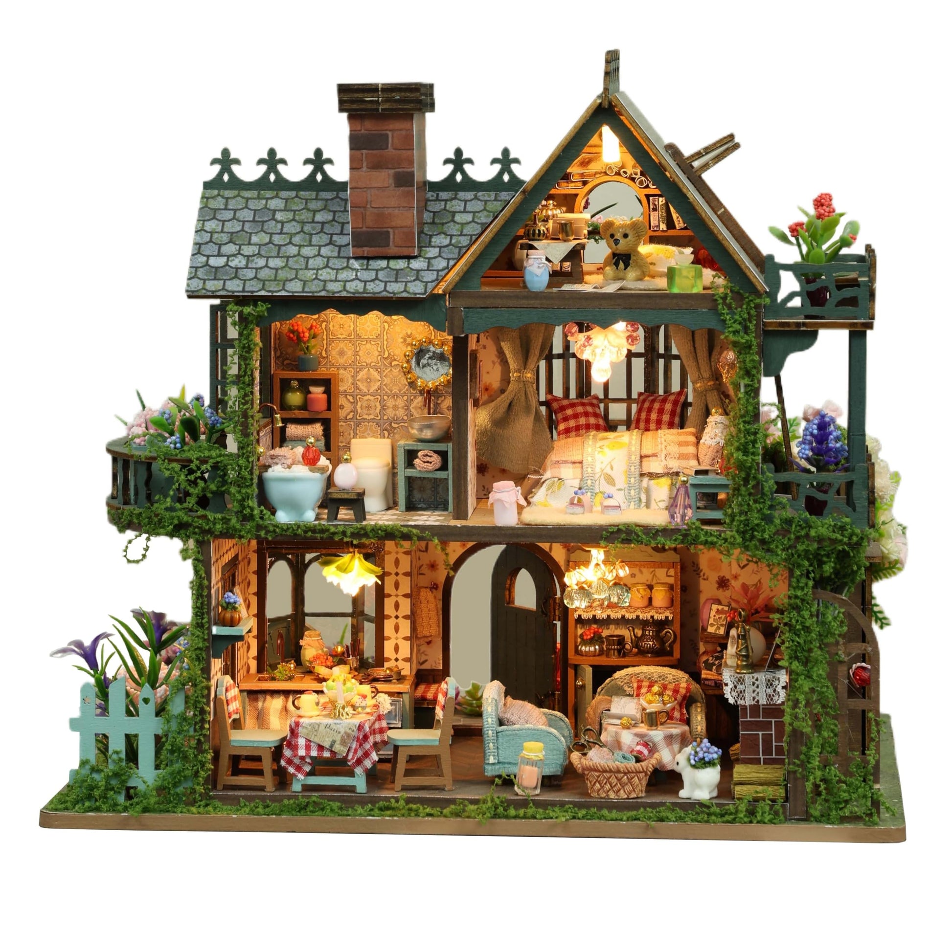 RHZN Miniature House Kit  Dollhouse Kit  Miniature Kit  DIY Mini House Building Kit for mature-themed  Botanical House