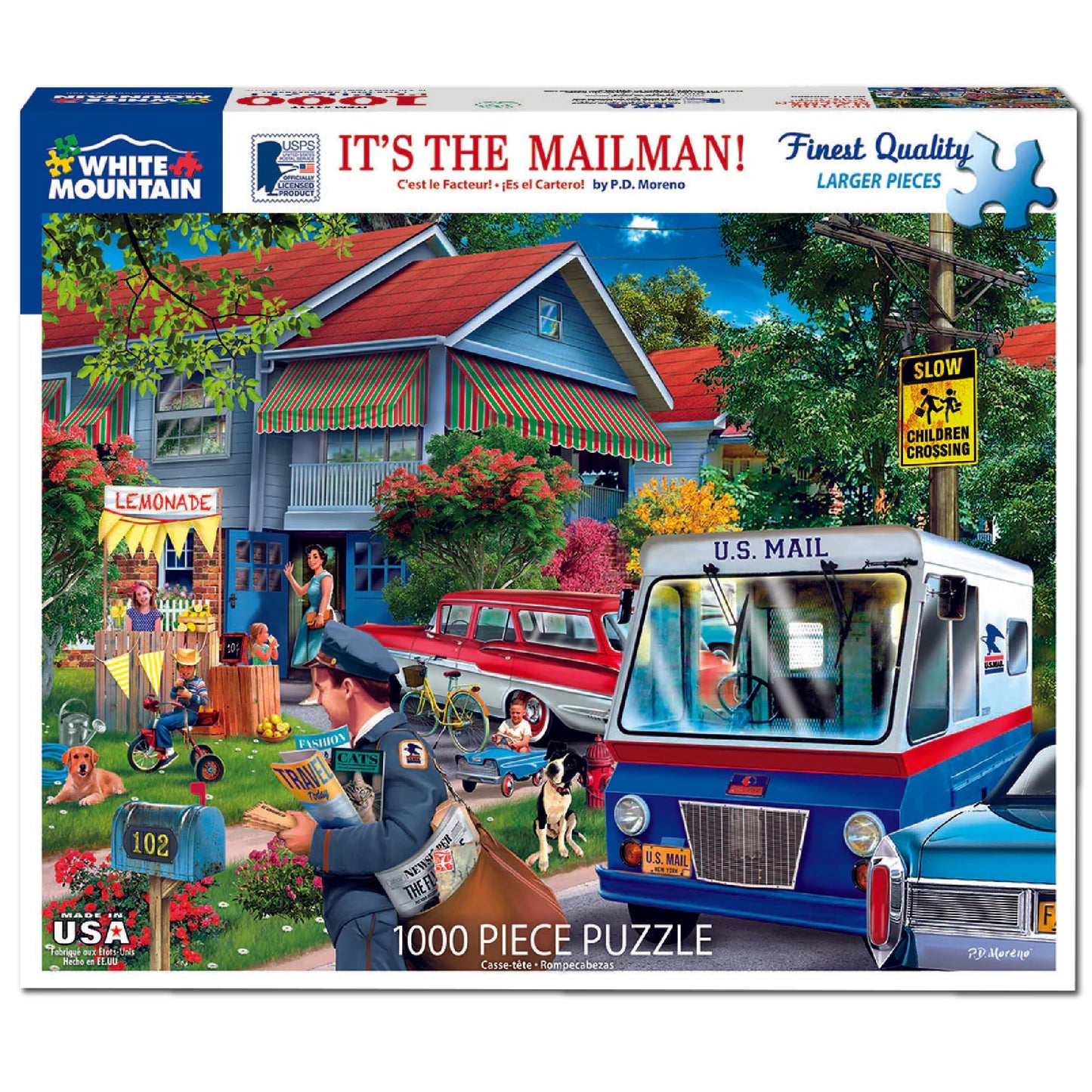 White Mountain 1000 Pieces Jigsaw Puzzle - It's The Mailman, Cardboard, 24 x 30 inches