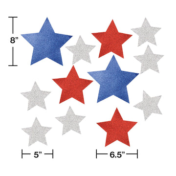 Creative Converting Patriotic Cutouts with Glitter, One Size, Multicolor