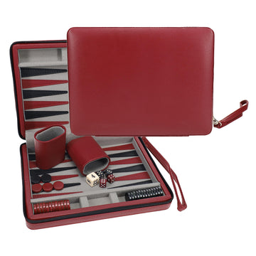 We Games Backgammon Set, Board Games For Adults - Travel Games - Magnetic With Burgundy Leatherette Backgammon Board And Carrying Strap - Travel Backgammon Sets For Adults