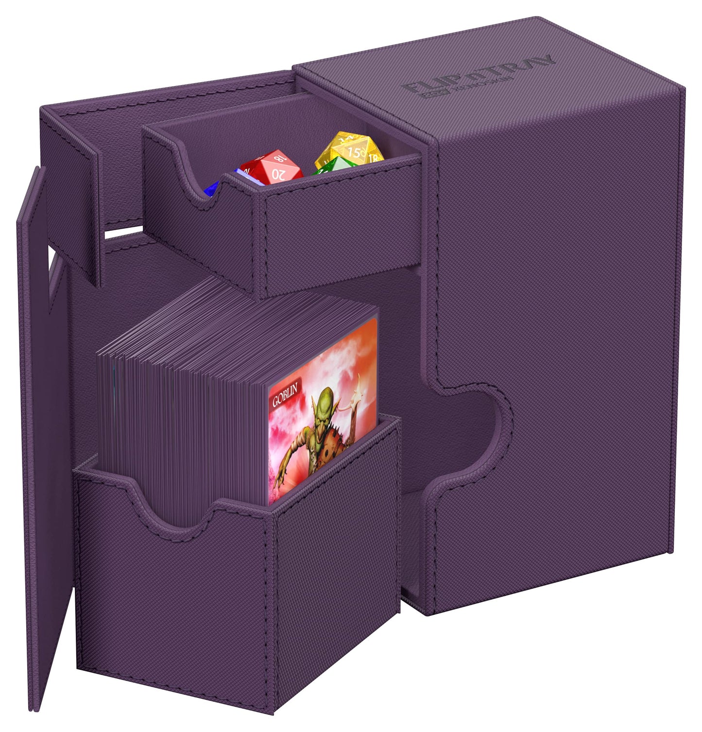 Ultimate Guard Flip'n'Tray 80+, Deck Case for 80 Double-Sleeved TCG Cards + Dice Tray, Purple, Independent Magnetic Closure & Mi