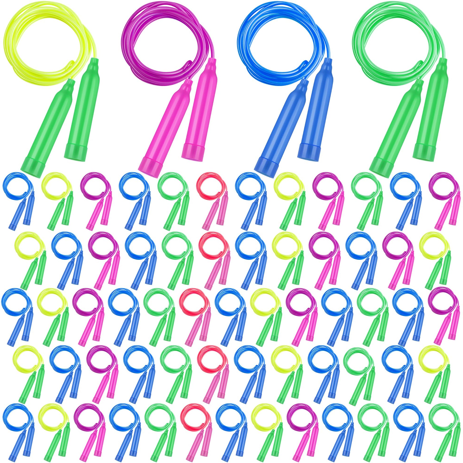 Elcoho 72 Pack Colorful Kids Jump Rope Set Great Party Favor Adjustable Plastic Kids Jump Rope Skipping Rope Outdoor Jump Ropes Great Party Favor