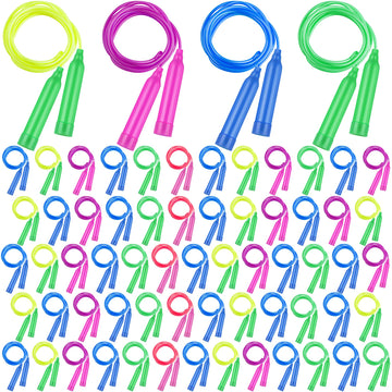 Elcoho 72 Pack Colorful Kids Jump Rope Set Great Party Favor Adjustable Plastic Kids Jump Rope Skipping Rope Outdoor Jump Ropes Great Party Favor