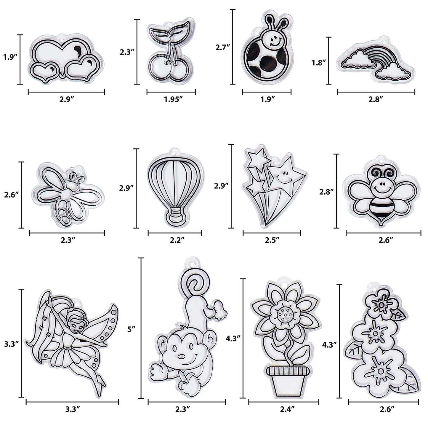Horizon Group USA Yes Made by Me Assorted Window Art Refill Pack, 12 pk, Multicolor, Plastic Suncatcher