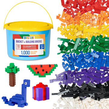 Barcaloo 1000 Piece Building Bricks Play Set, 10 Classic Colors Bulk Building Blocks, Generic Brick Building Parts, For Boys And