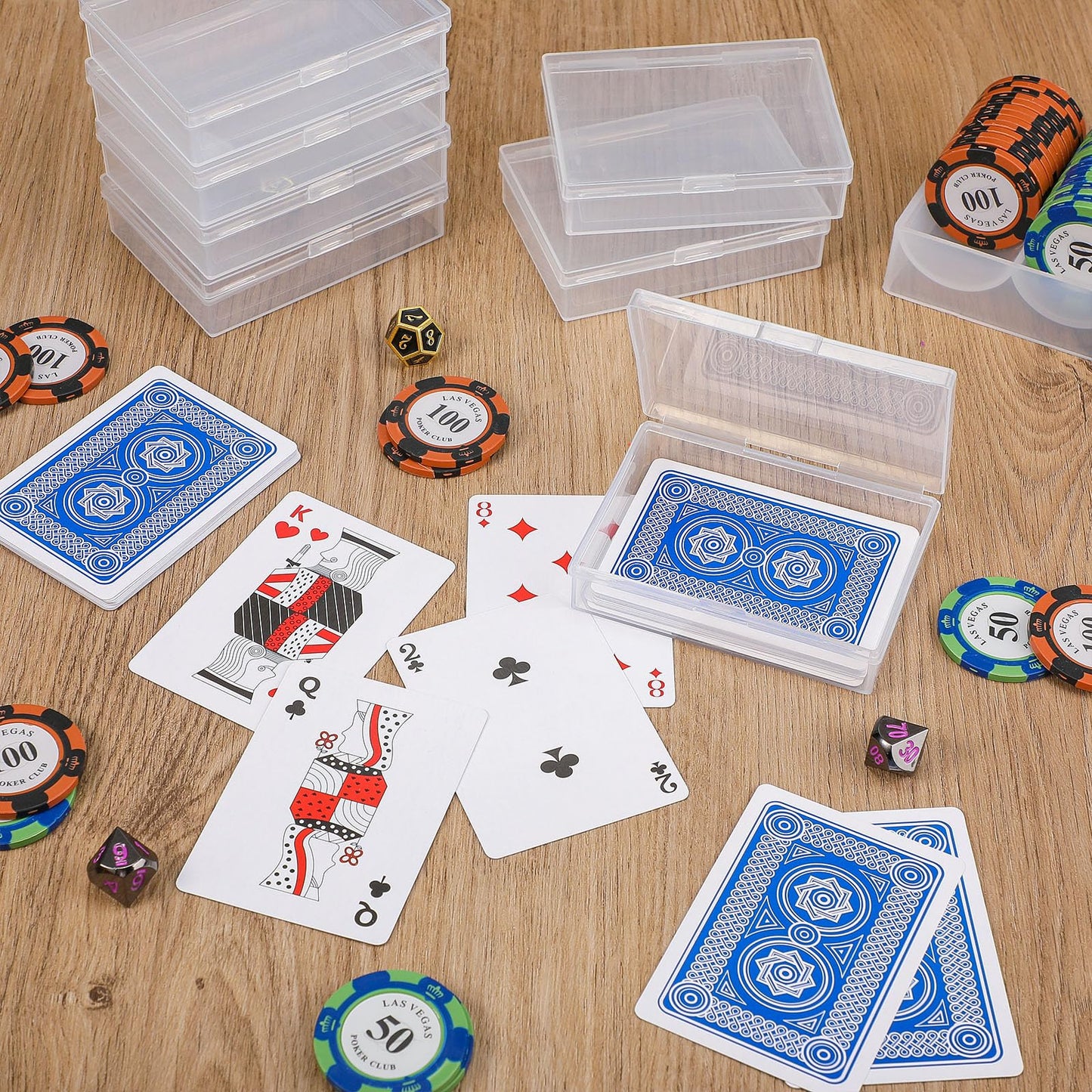 Vicenpal 120 Pcs Playing Card Box Trading Card Case Clear Card Deck Cases Card Storage Organizer Plastic Playing Card Case For B